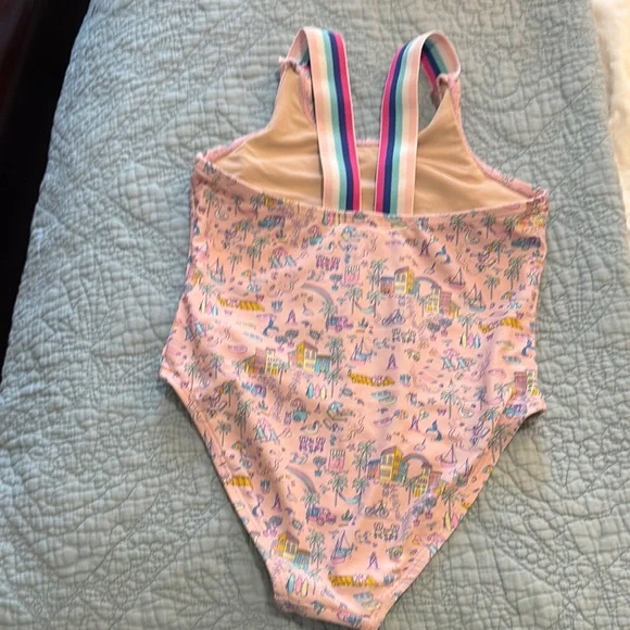 Pink Floral One Piece Swimsuit with Scoop Neckline - Picture 3 of 4